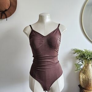 Seamless Sculpt Brief Coffee Slimming Thong Shapewear Bodysuit Women’s Size L